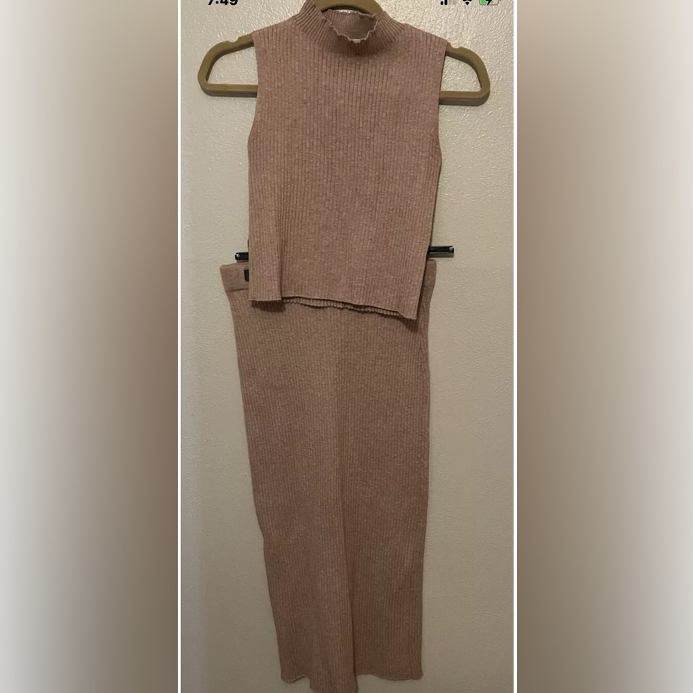 Sage The Label Tiffany Cropped Sweater With Skirt Blush Pink Women’s Size Medium